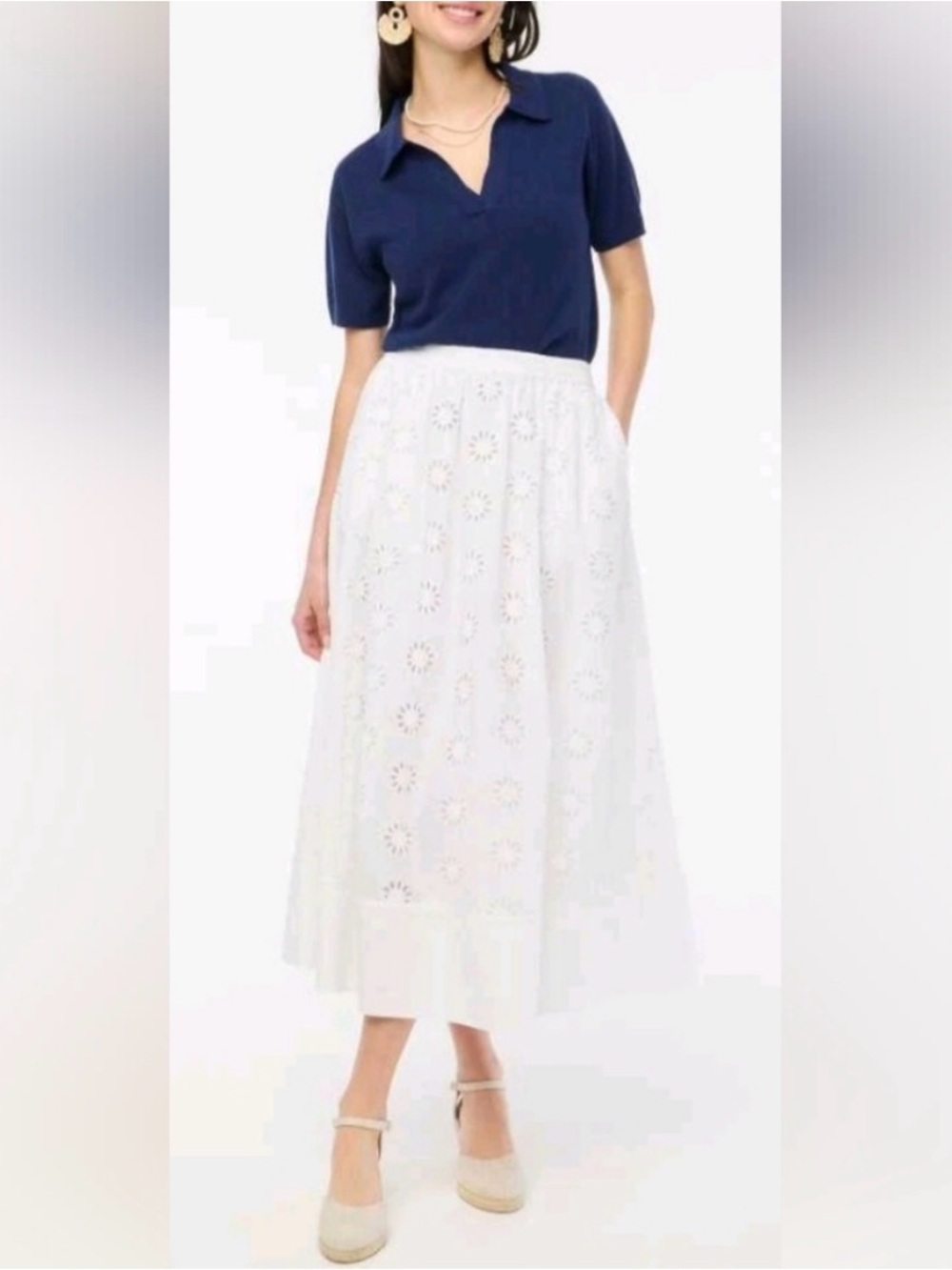 J. Crew White Eyelet Maxi Skirt